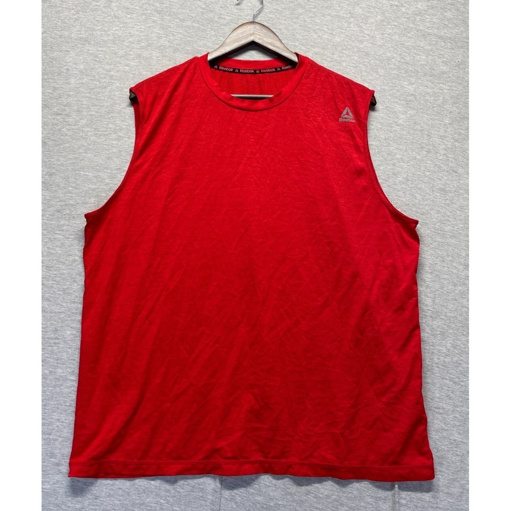 Reebok Tank Top Mens XL Red Logo Sleeveless Crew Neck Gym &‎ Training Athleisure
